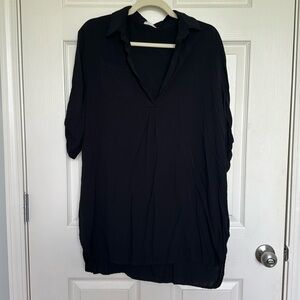 Ekouaer Black Shirt Dress
